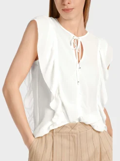 Marc Cain Shirts & Tops-RÜSCHENTOP AUS RECYCELTEM POLYESTER off-white