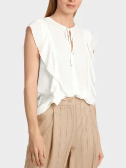 Marc Cain Shirts & Tops-RÜSCHENTOP AUS RECYCELTEM POLYESTER off-white