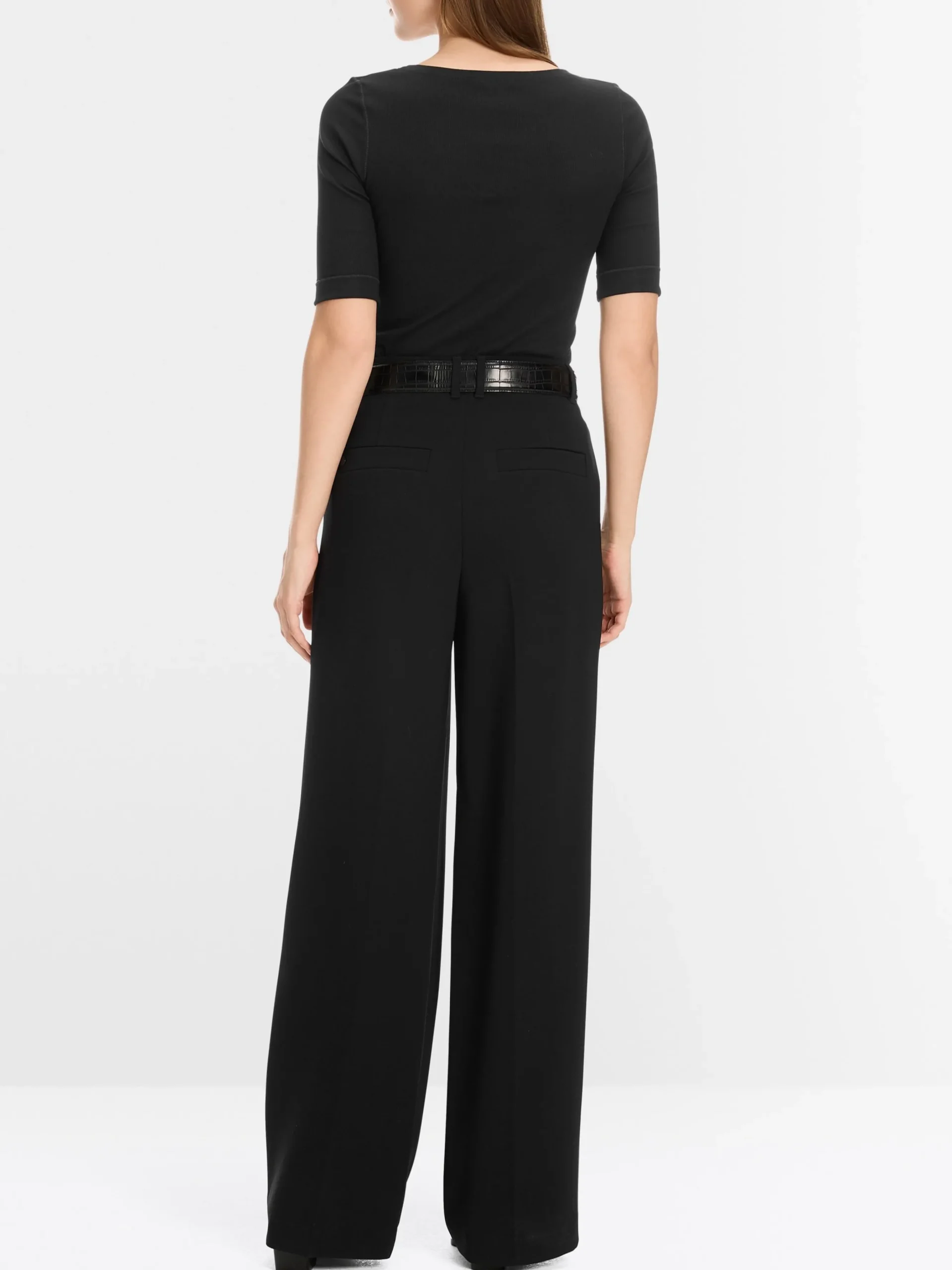 Marc Cain Shirts & Tops-RUNDHALS-SHIRT MIT HALBEN ÄRMELN black