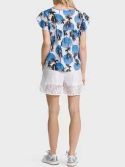 Marc Cain Blusen & Tuniken-SCHLUPFBLUSE IM PALMEN-PUNKTE-PRINT bright azure