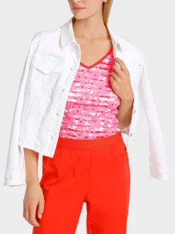 Marc Cain Shirts & Tops-SCHMALES TOP MIT TONIGEM OVERPRINT lip gloss