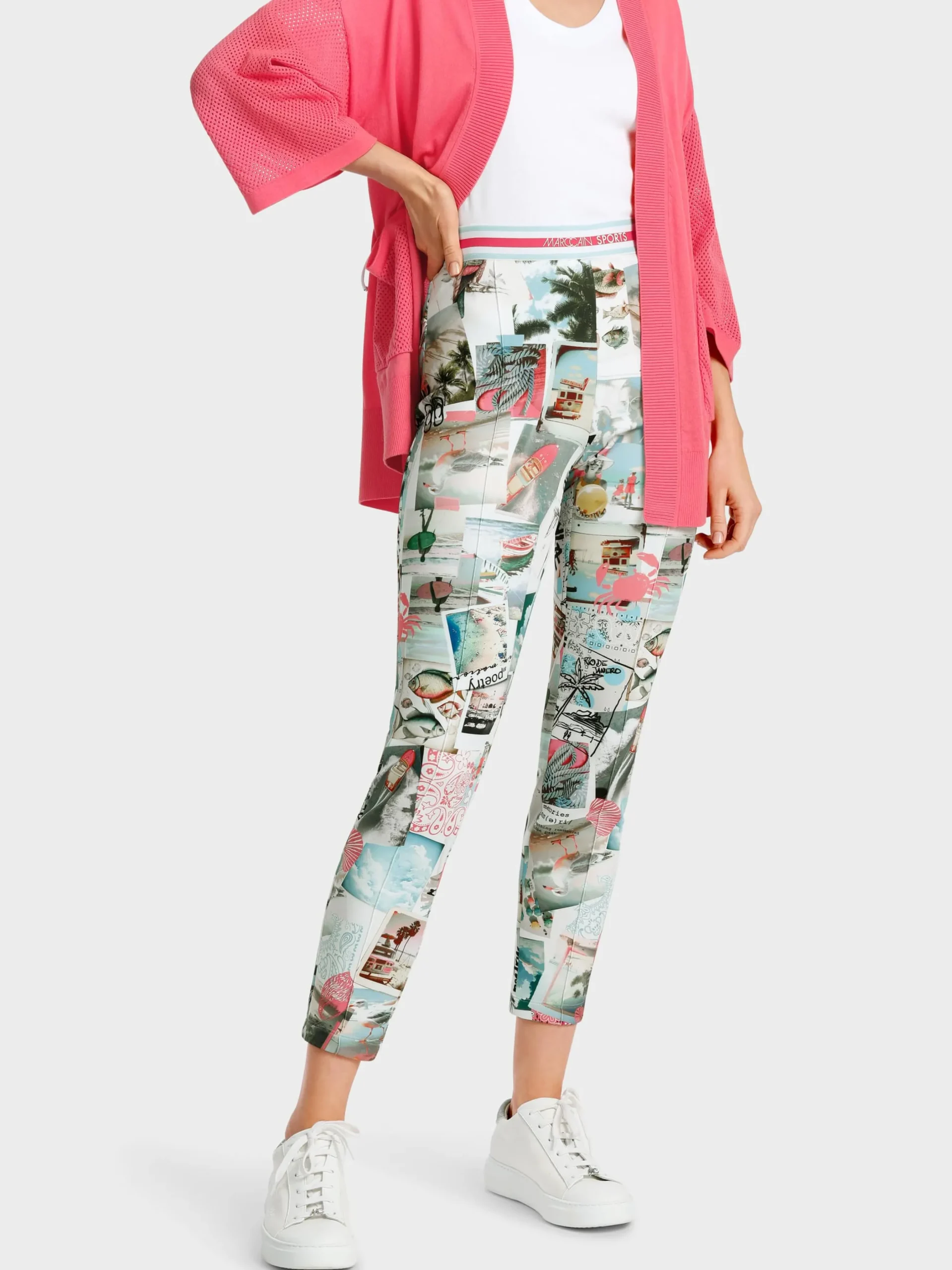 Marc Cain Hosen|Hosenanzüge-SCUBA MODELL SOFIA MIT POSTKARTENPRINT light neon red