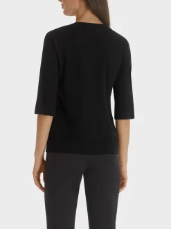 Marc Cain Shirts & Tops-SHIRT AUS BAUMWOLL-RIPP-JERSEY black