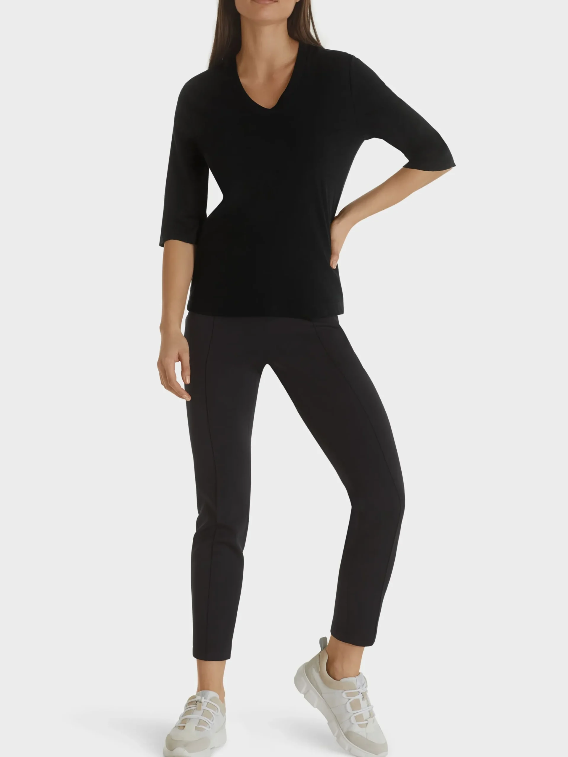 Marc Cain Shirts & Tops-SHIRT AUS BAUMWOLL-RIPP-JERSEY black