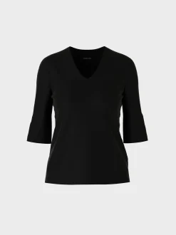 Marc Cain Shirts & Tops-SHIRT AUS BAUMWOLL-RIPP-JERSEY black