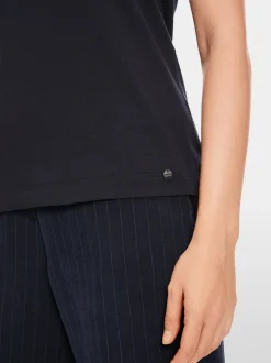 Marc Cain Shirts & Tops-SHIRT AUS BAUMWOLL-RIPP-JERSEY midnight blue
