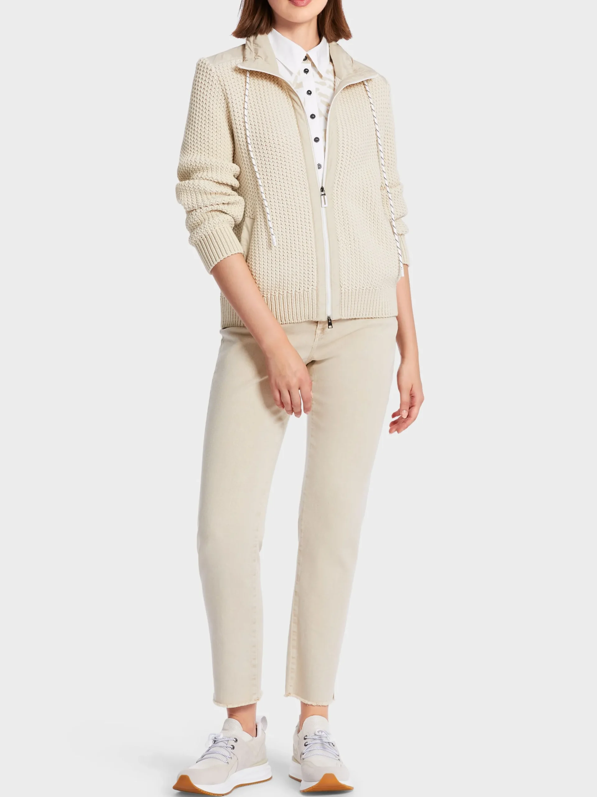 Marc Cain Jacken|Strick-SPORTIVER CARDIGAN KNITTED IN GERMANY soft moon rock