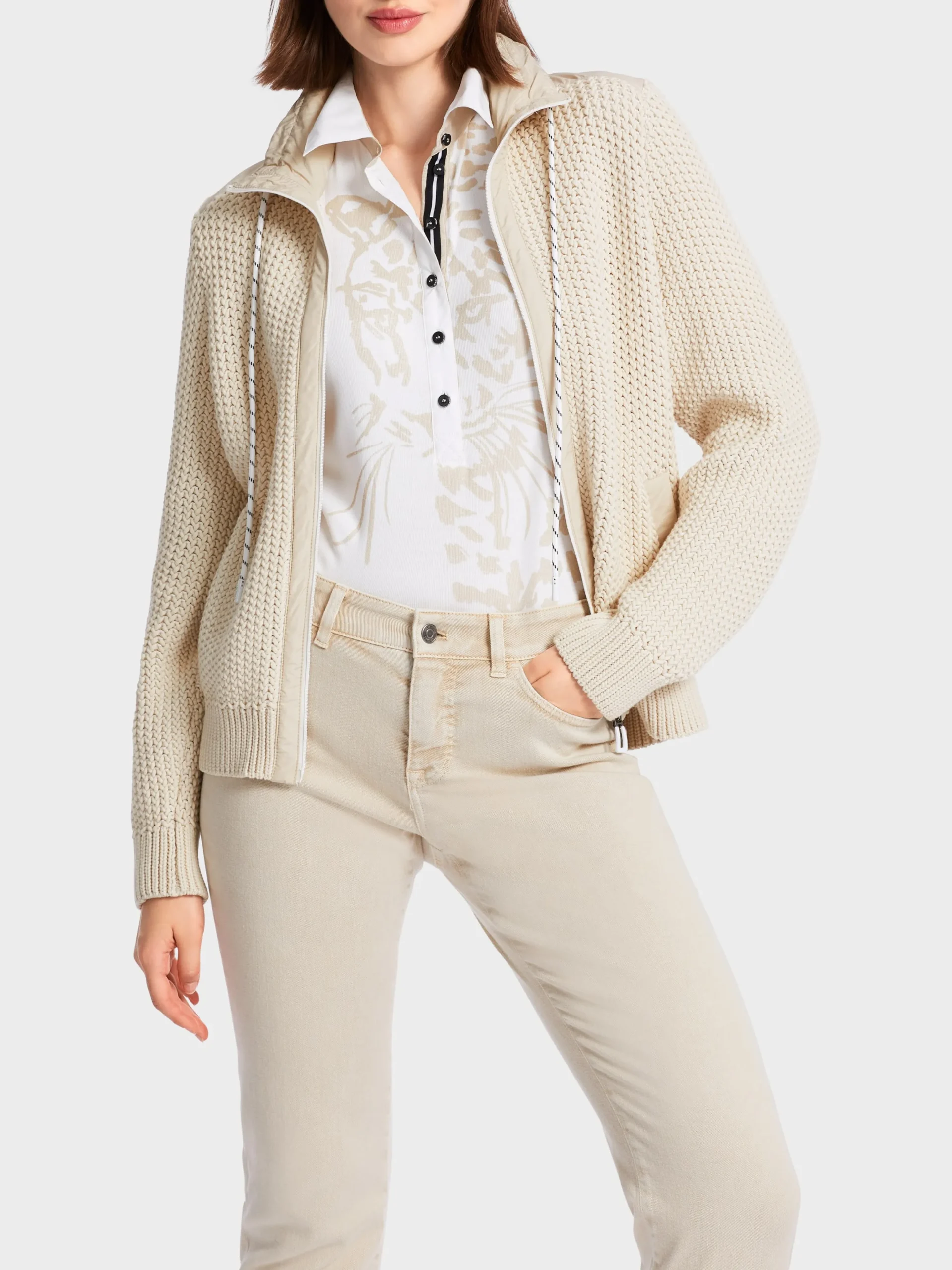 Marc Cain Jacken|Strick-SPORTIVER CARDIGAN KNITTED IN GERMANY soft moon rock