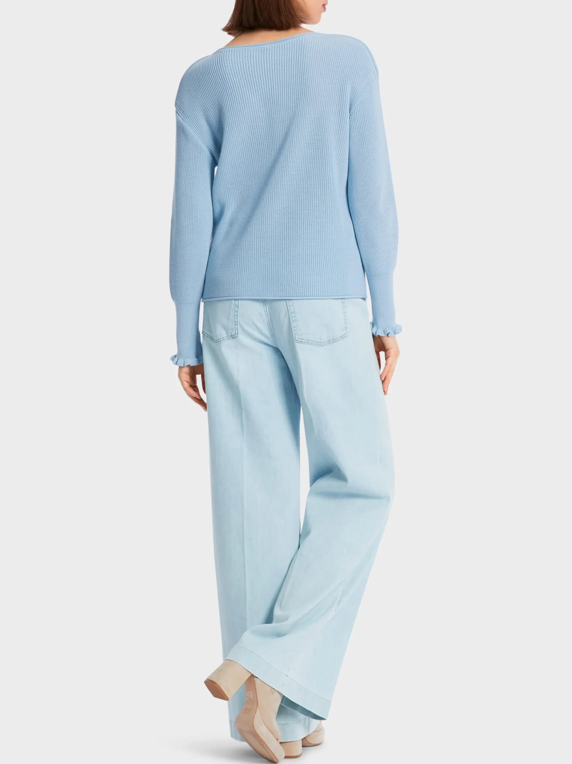 Marc Cain Pullover & Sweatshirts|Strick-STRICKPULLOVER MIT SCHWAN soft summer sky