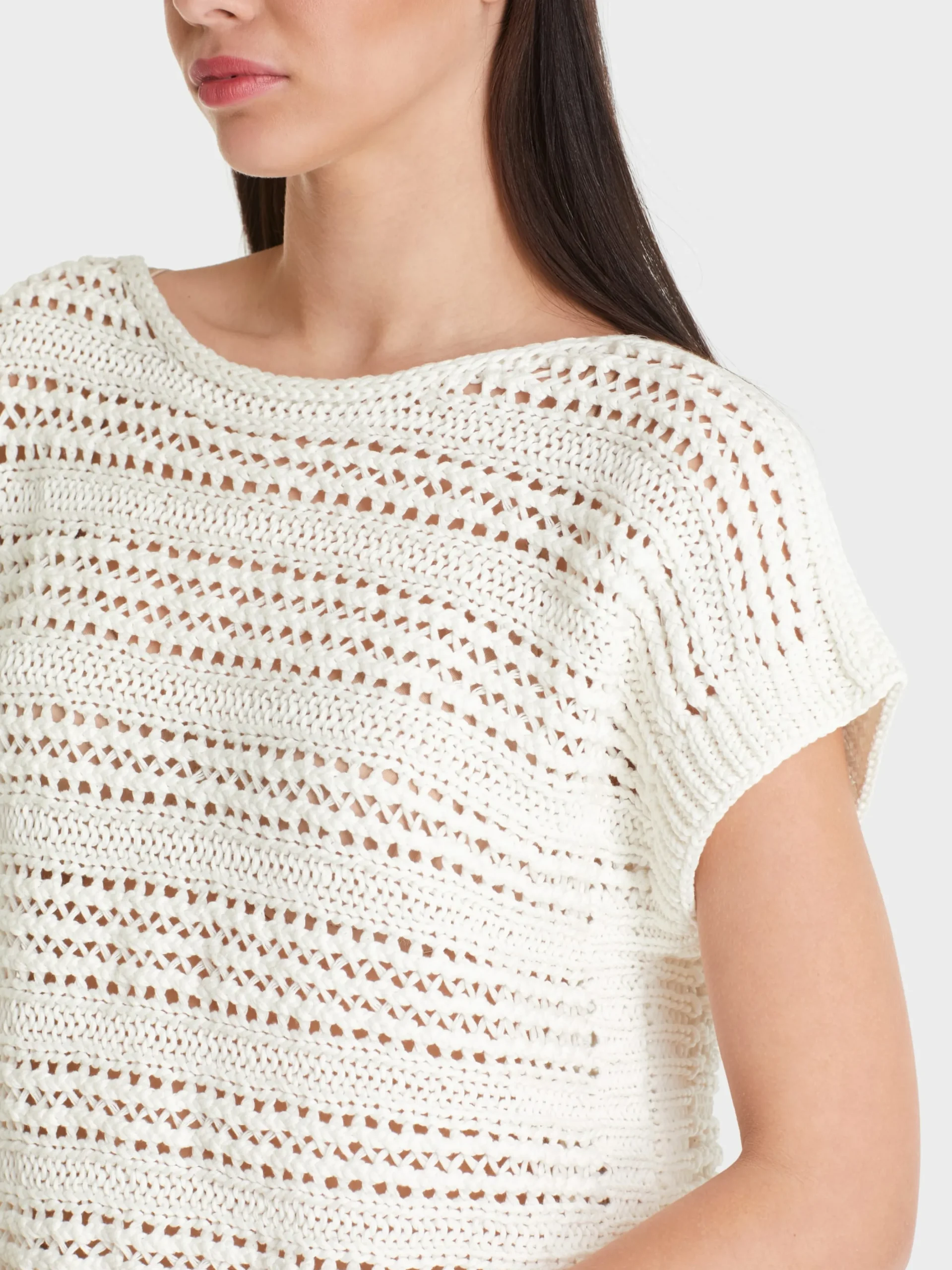 Marc Cain Pullover & Sweatshirts|Strick-STRICK-PULLUNDER "RETHINK TOGETHER" off-white