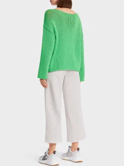 Marc Cain Pullover & Sweatshirts|Strick-SWEATER IN GROBSTRICK KNITTED IN GERMANY deep spring green