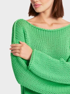 Marc Cain Pullover & Sweatshirts|Strick-SWEATER IN GROBSTRICK KNITTED IN GERMANY deep spring green
