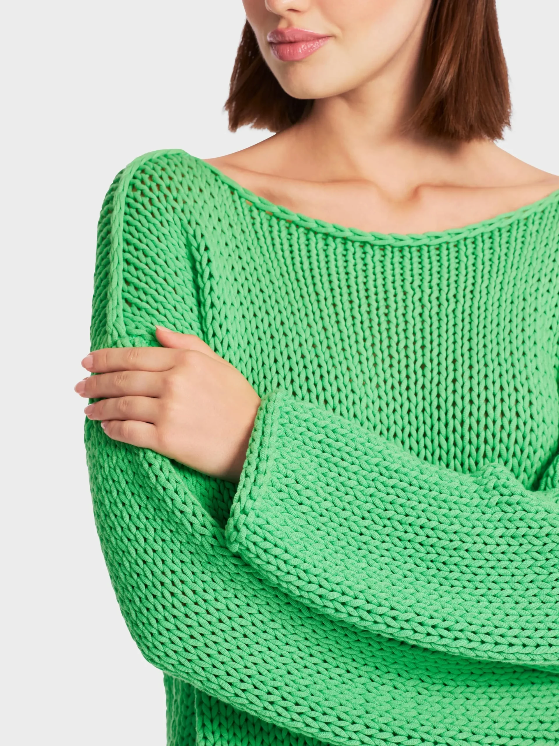 Marc Cain Pullover & Sweatshirts|Strick-SWEATER IN GROBSTRICK KNITTED IN GERMANY deep spring green