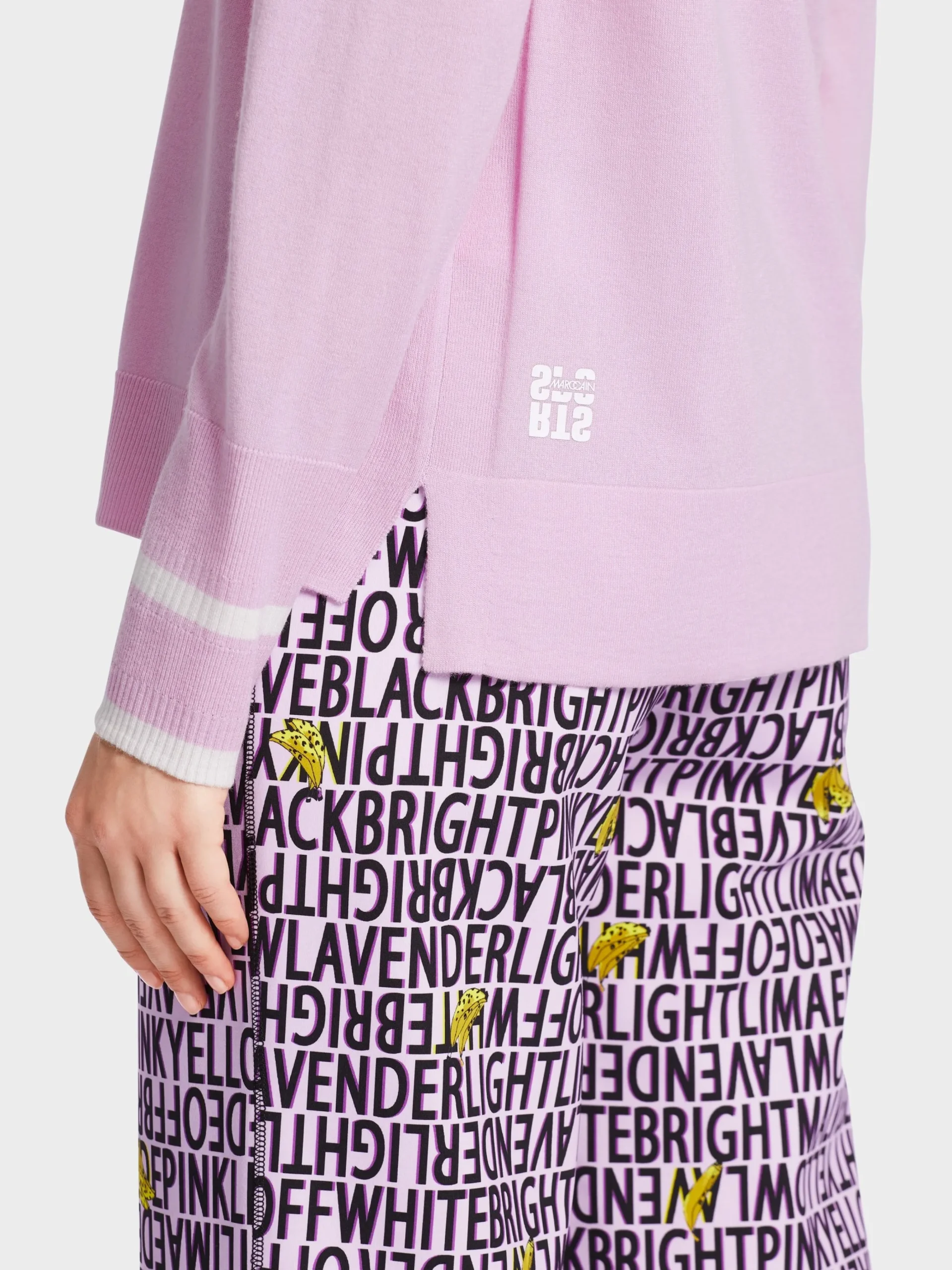 Marc Cain Pullover & Sweatshirts|Strick-SWEATER MIT KASCHMIR "RETHINK TOGETHER" bright pink lavender