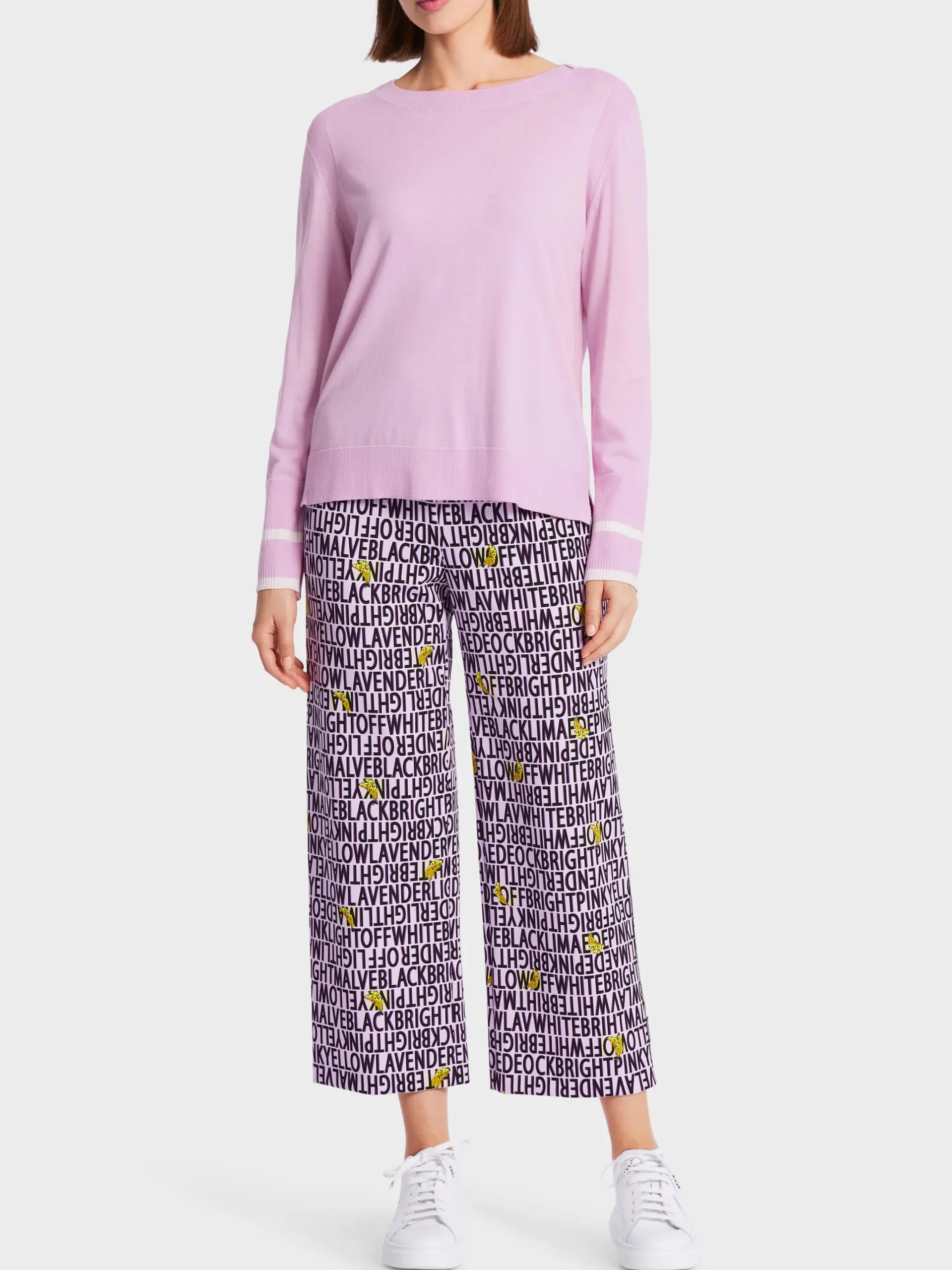 Marc Cain Pullover & Sweatshirts|Strick-SWEATER MIT KASCHMIR "RETHINK TOGETHER" bright pink lavender
