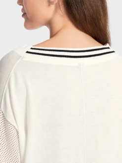 Marc Cain Pullover & Sweatshirts|Strick-SWEATER MIT ÄRMELN IN NETZOPTIK off-white