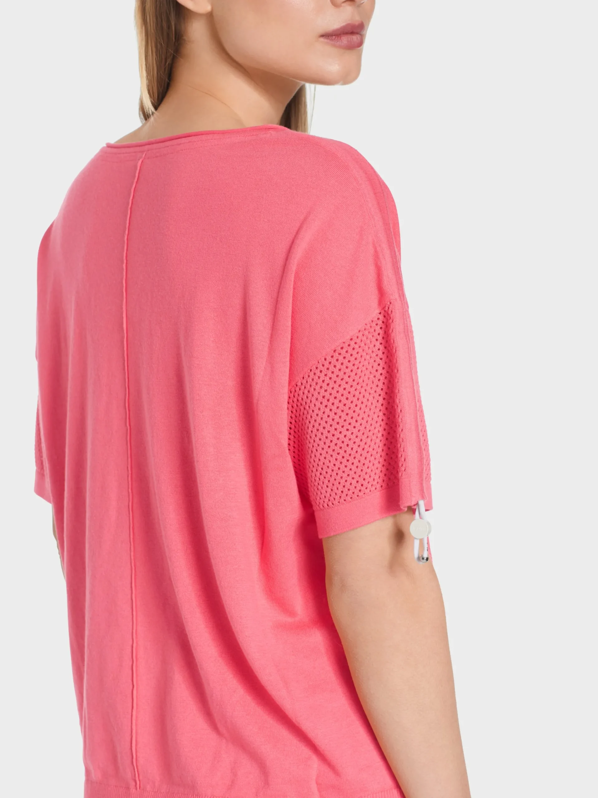 Marc Cain Pullover & Sweatshirts-SWEATER MIT SEIDENANTEIL light neon red