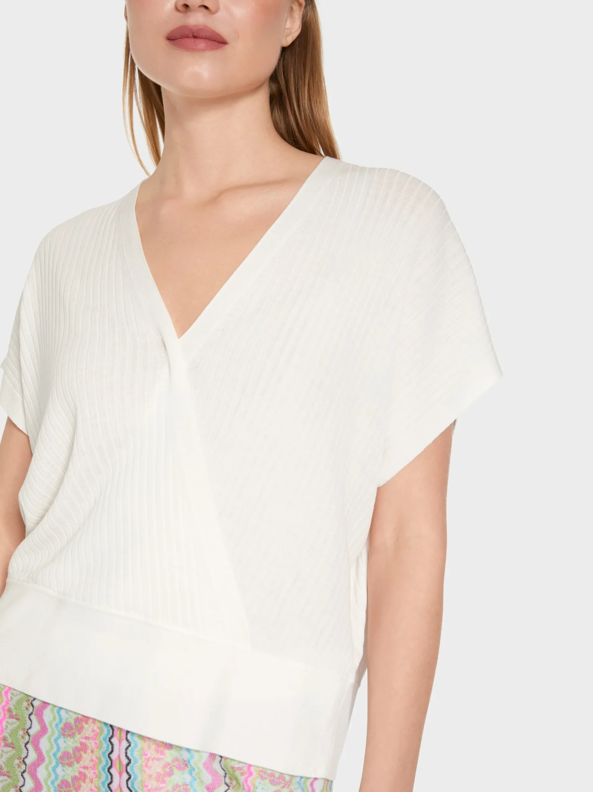 Marc Cain Pullover & Sweatshirts|Strick-SWEATER MIT WICKELEFFEKT off-white
