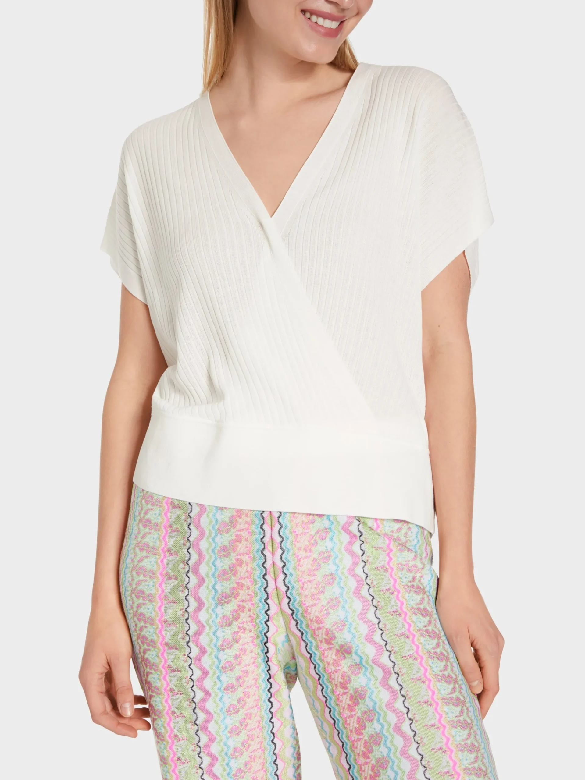 Marc Cain Pullover & Sweatshirts|Strick-SWEATER MIT WICKELEFFEKT off-white