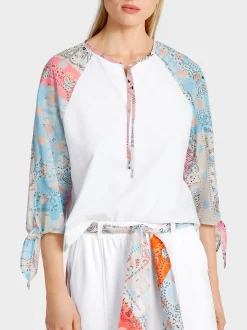 Marc Cain Pullover & Sweatshirts-SWEATSHIRT MIT BOW-SLEEVES white