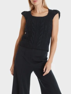Marc Cain Pullover & Sweatshirts|Strick-TANK TOP KNITTED IN GERMANY midnight blue