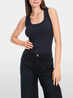 Marc Cain Shirts & Tops-TANKTOP AUS FEINRIPP midnight blue