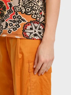 Marc Cain Shirts & Tops-TOP, BEDRUCKT MIT BLUMENORNAMENTEN bright ochre