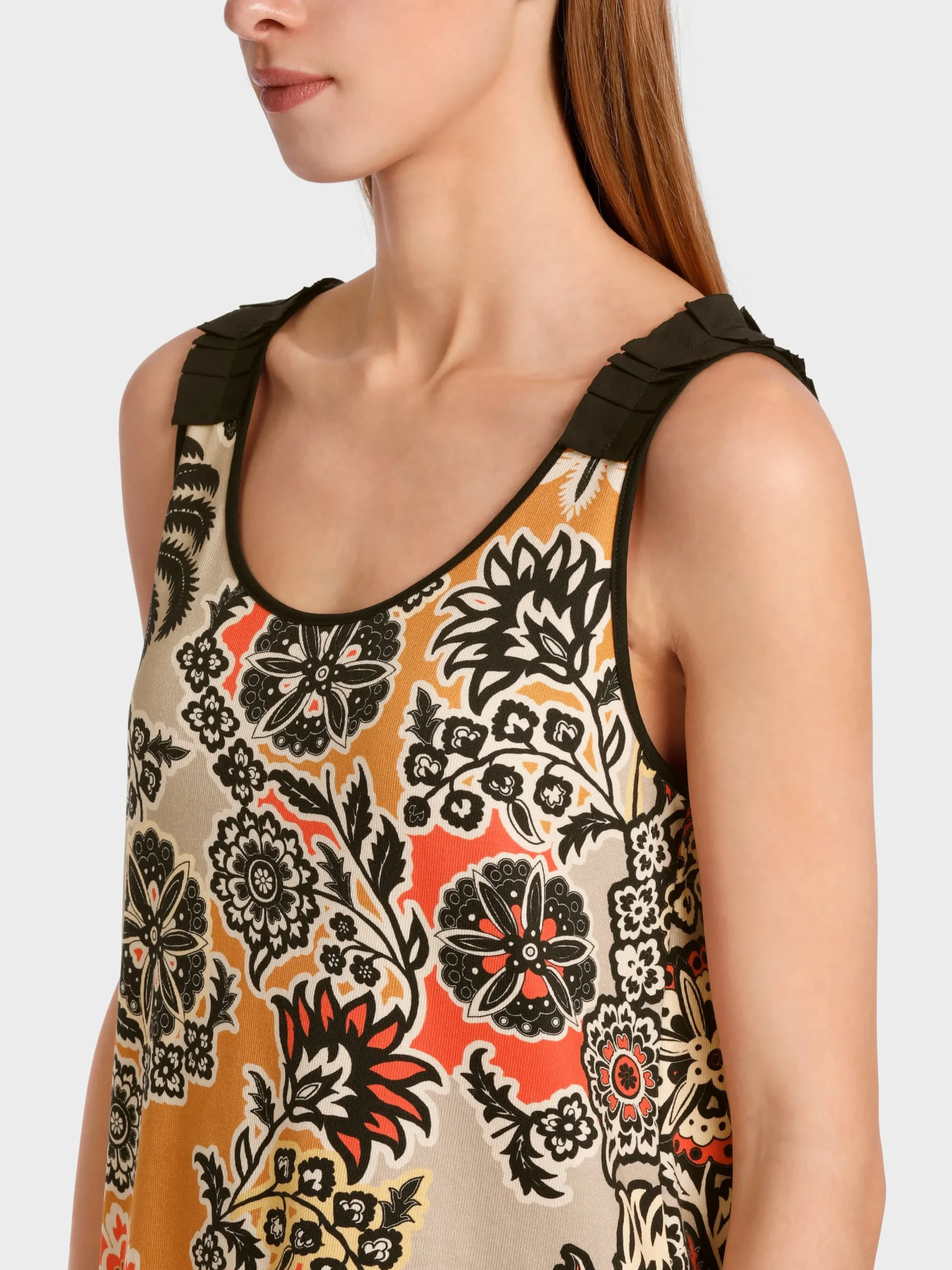 Marc Cain Shirts & Tops-TOP, BEDRUCKT MIT BLUMENORNAMENTEN bright ochre