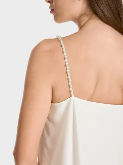Marc Cain Shirts & Tops-TOP MIT PERLENBESETZTEN TRÄGERN off-white