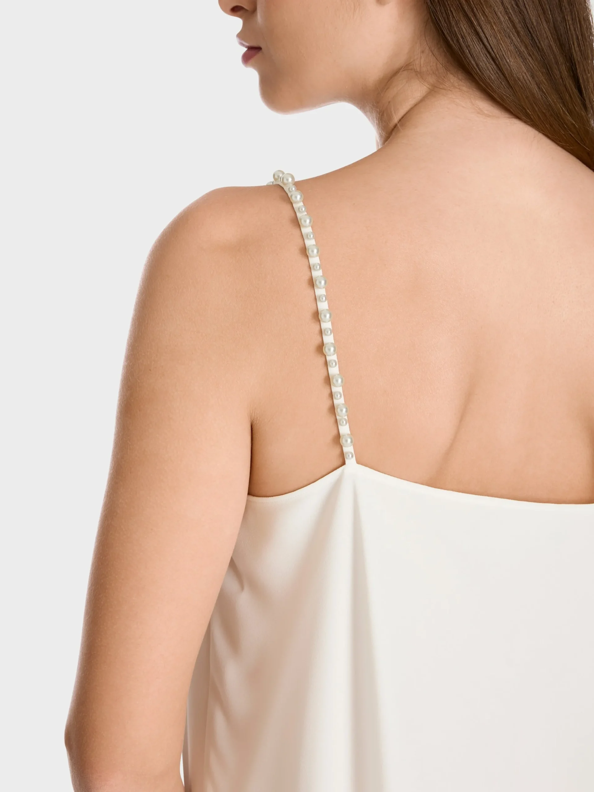 Marc Cain Shirts & Tops-TOP MIT PERLENBESETZTEN TRÄGERN off-white
