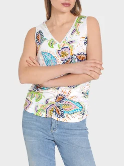 Marc Cain Shirts & Tops-TOP MIT RAFFUNG off-white