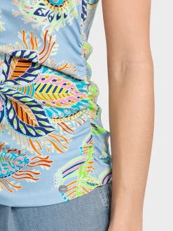 Marc Cain Shirts & Tops-TOP MIT RAFFUNG deep summer sky