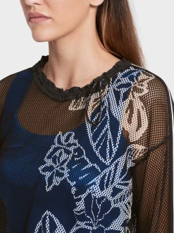 Marc Cain Shirts & Tops-T-SHIRT AUS BEDRUCKTEM MESH black