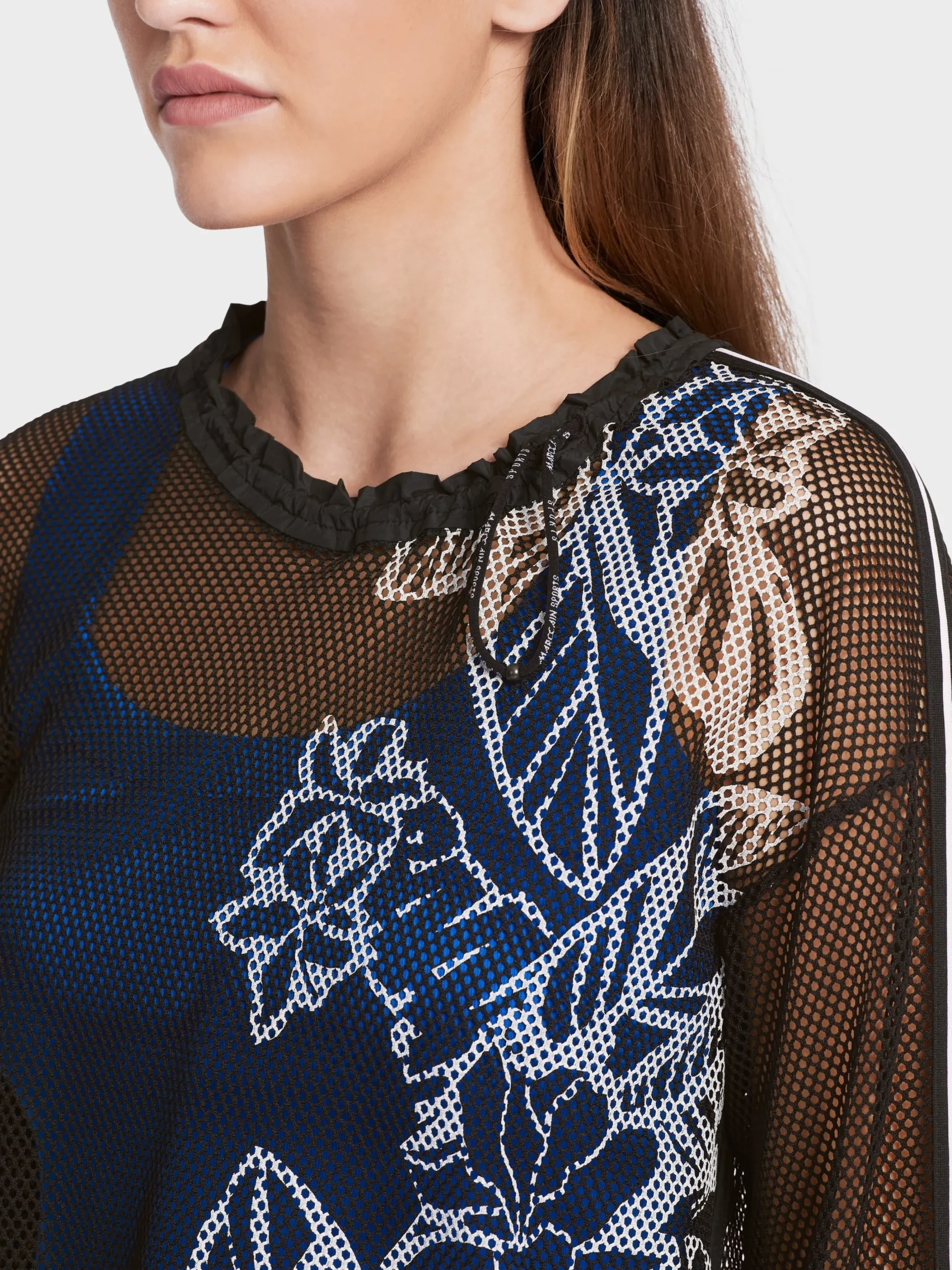 Marc Cain Shirts & Tops-T-SHIRT AUS BEDRUCKTEM MESH black