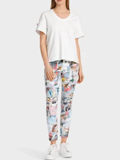 Marc Cain Shirts & Tops-T-SHIRT IM MATERIALMIX white