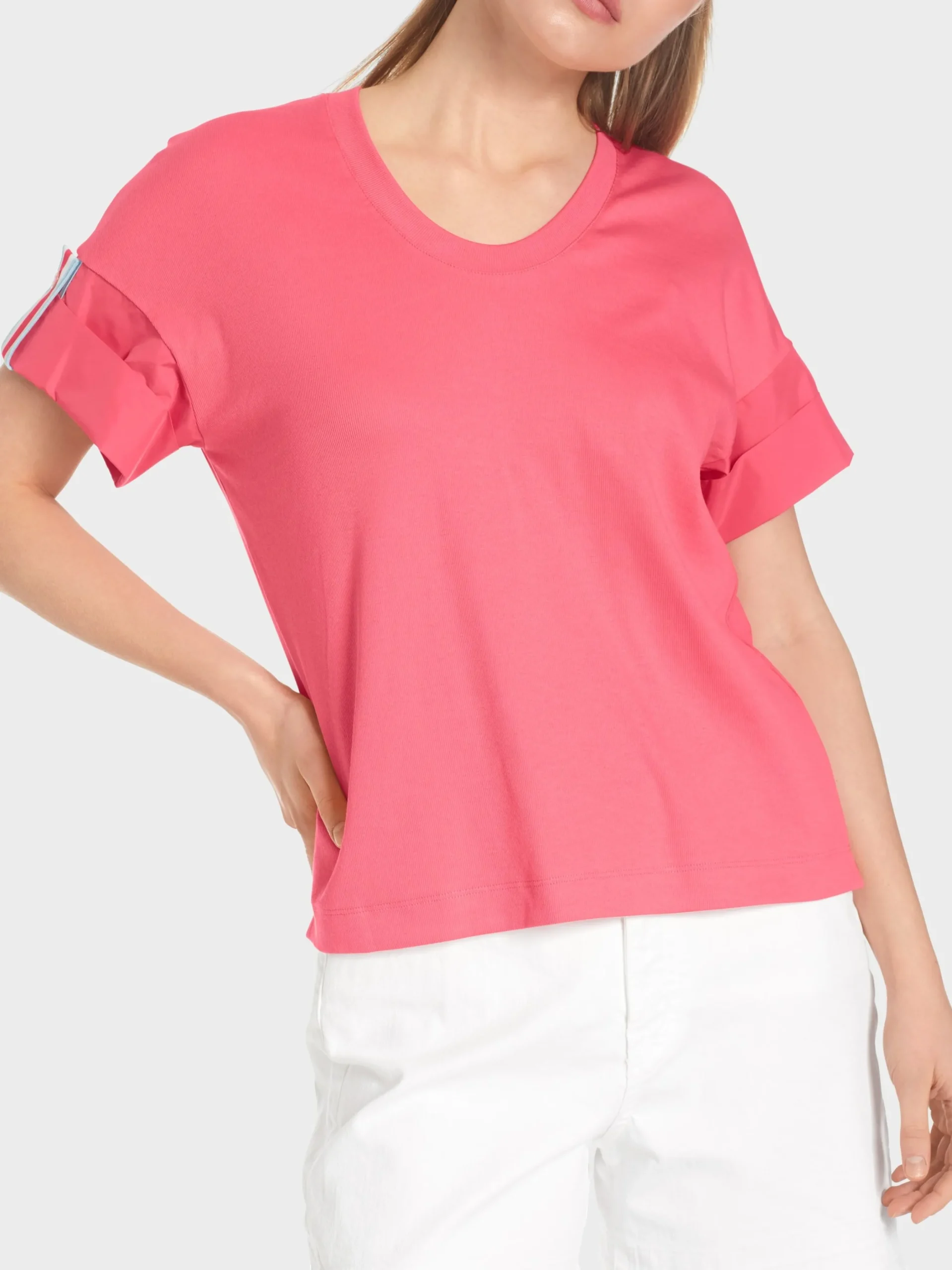 Marc Cain Shirts & Tops-T-SHIRT IM MATERIALMIX light neon red