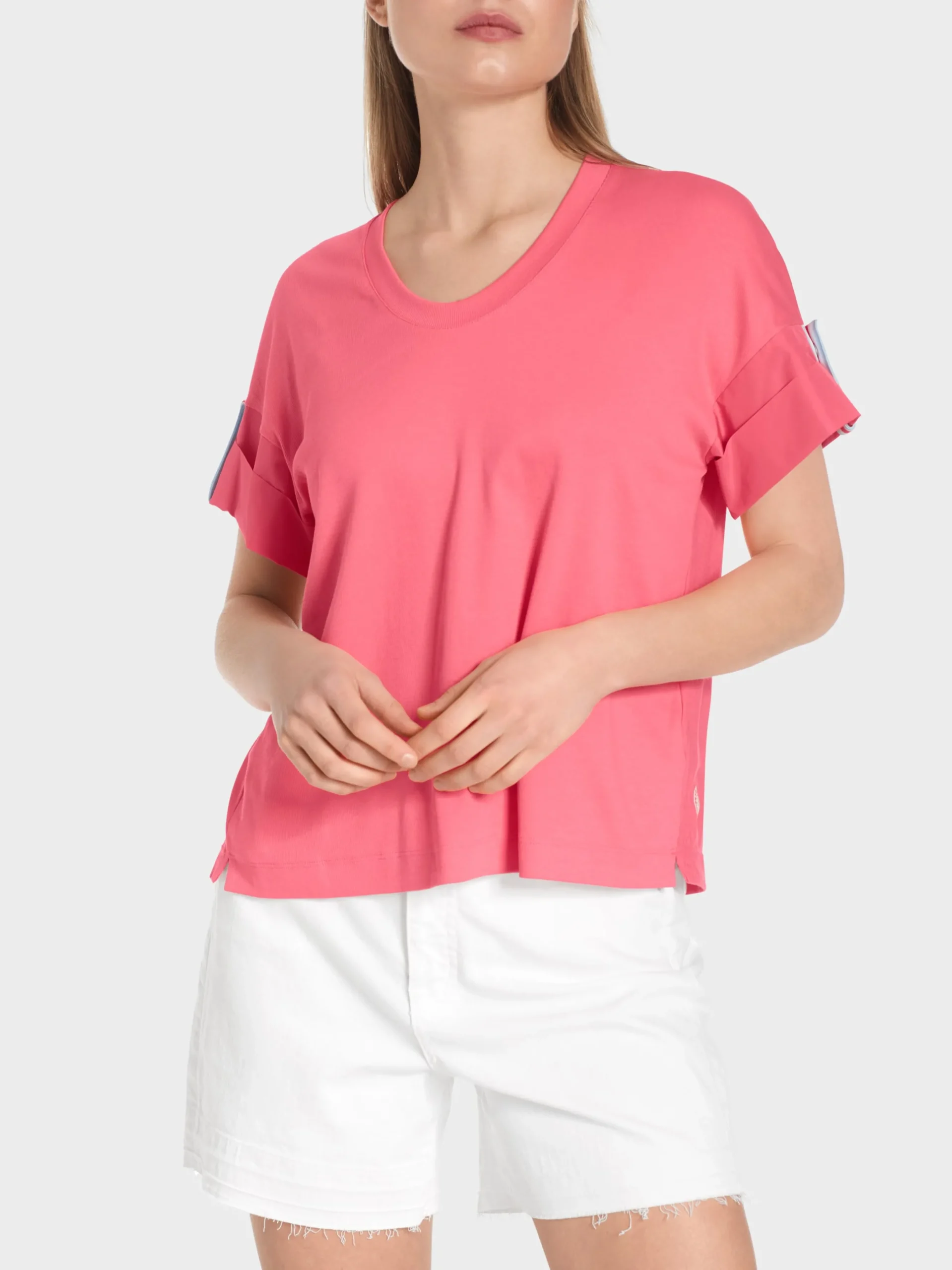 Marc Cain Shirts & Tops-T-SHIRT IM MATERIALMIX light neon red