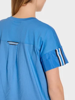 Marc Cain Shirts & Tops-T-SHIRT IM MATERIALMIX bright azure