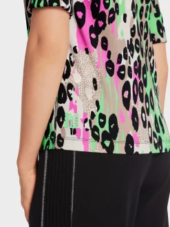 Marc Cain Shirts & Tops-T-SHIRT MIT ALLOVERPRINT UND ¾-ÄRMEL new neon green
