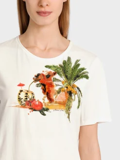 Marc Cain Shirts & Tops-T-SHIRT MIT FANCY ANIMAL-PRINT off-white
