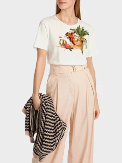 Marc Cain Shirts & Tops-T-SHIRT MIT FANCY ANIMAL-PRINT off-white