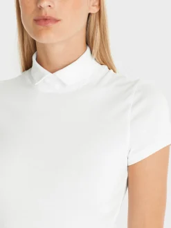 Marc Cain Shirts & Tops-T-SHIRT MIT GESCHLITZTEM MOCK-NECK white