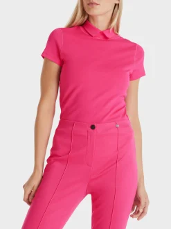 Marc Cain Shirts & Tops-T-SHIRT MIT GESCHLITZTEM MOCK-NECK super pink