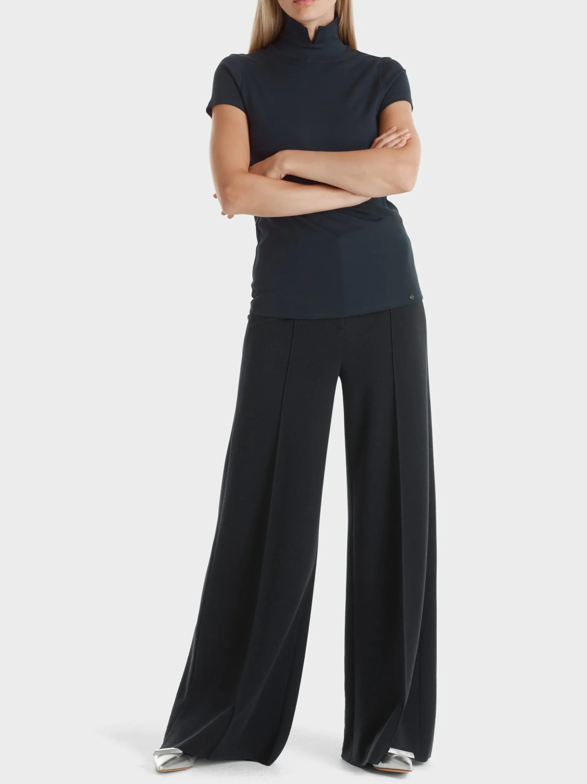 Marc Cain Shirts & Tops-T-SHIRT MIT GESCHLITZTEM MOCK-NECK midnight blue