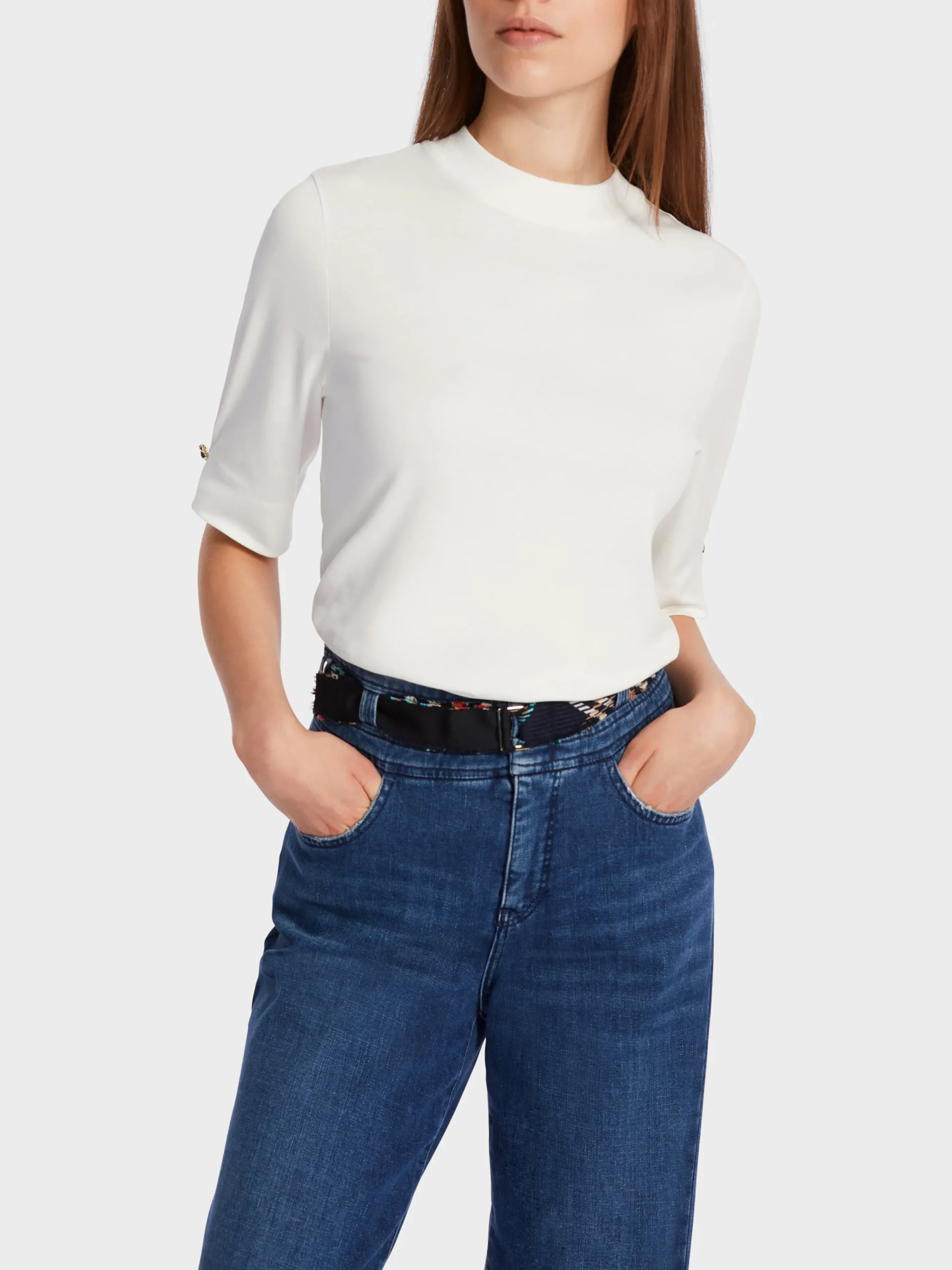 Marc Cain Shirts & Tops-T-SHIRT MIT HALBLANGEM ÄRMEL off-white