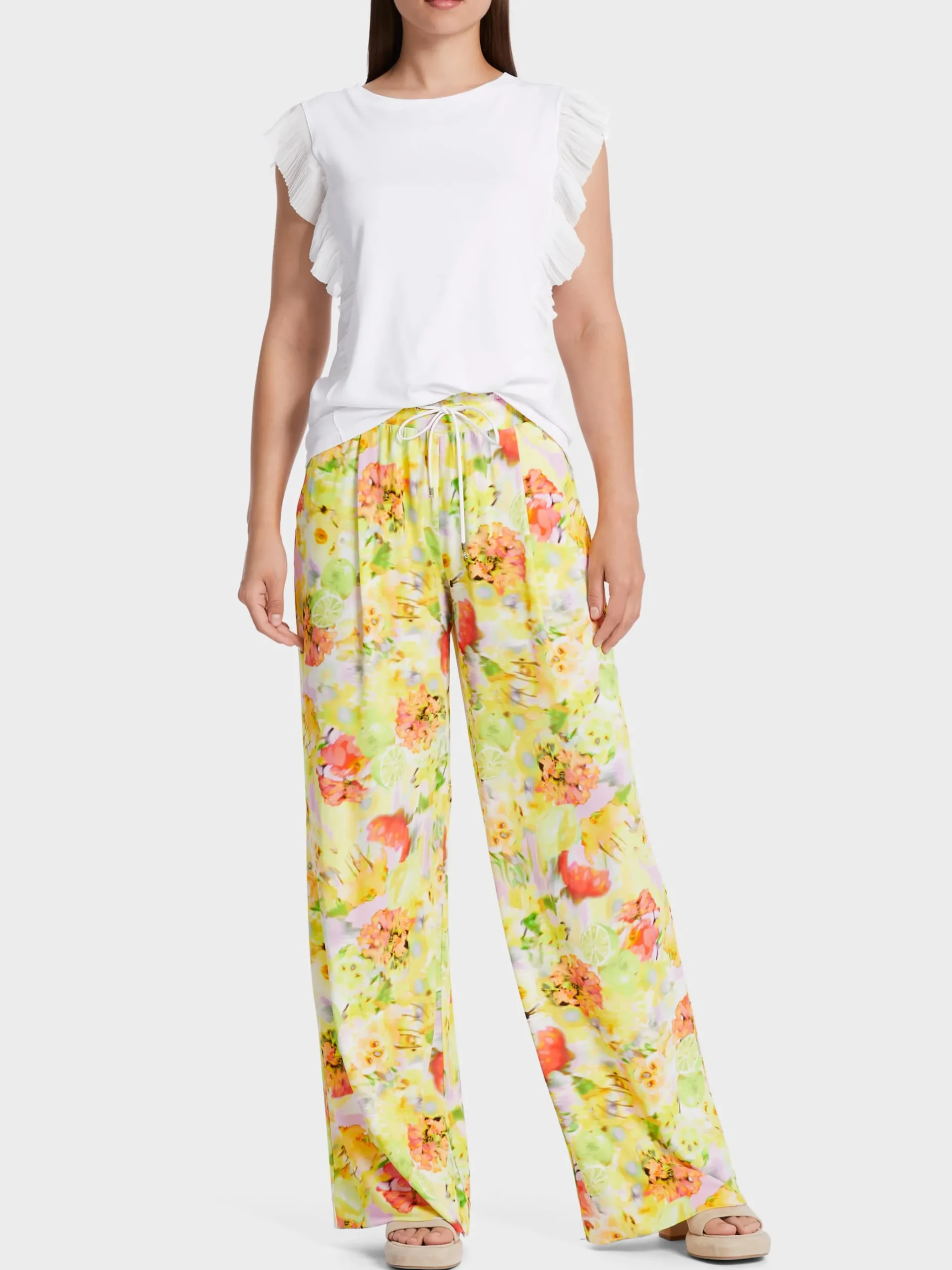 Marc Cain Shirts & Tops-T-SHIRT MIT KURZEM RÜSCHEN-ÄRMEL white