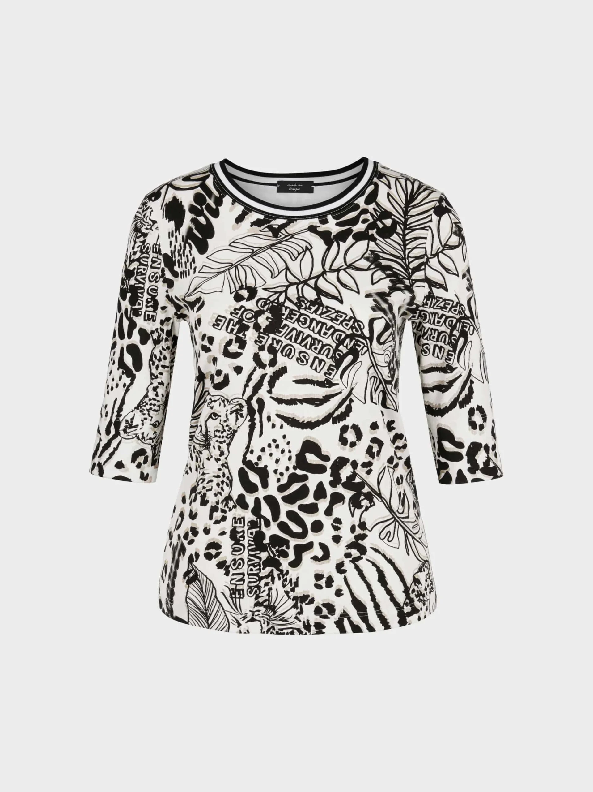 Marc Cain Shirts & Tops-T-SHIRT MIT LEO-PRINT off-white