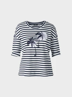 Marc Cain Shirts & Tops-T-SHIRT MIT PALMENAPPLIKATION midnight blue