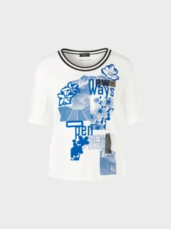Marc Cain Shirts & Tops-T-SHIRT MIT PRINT UND ¾-ÄRMEL off-white