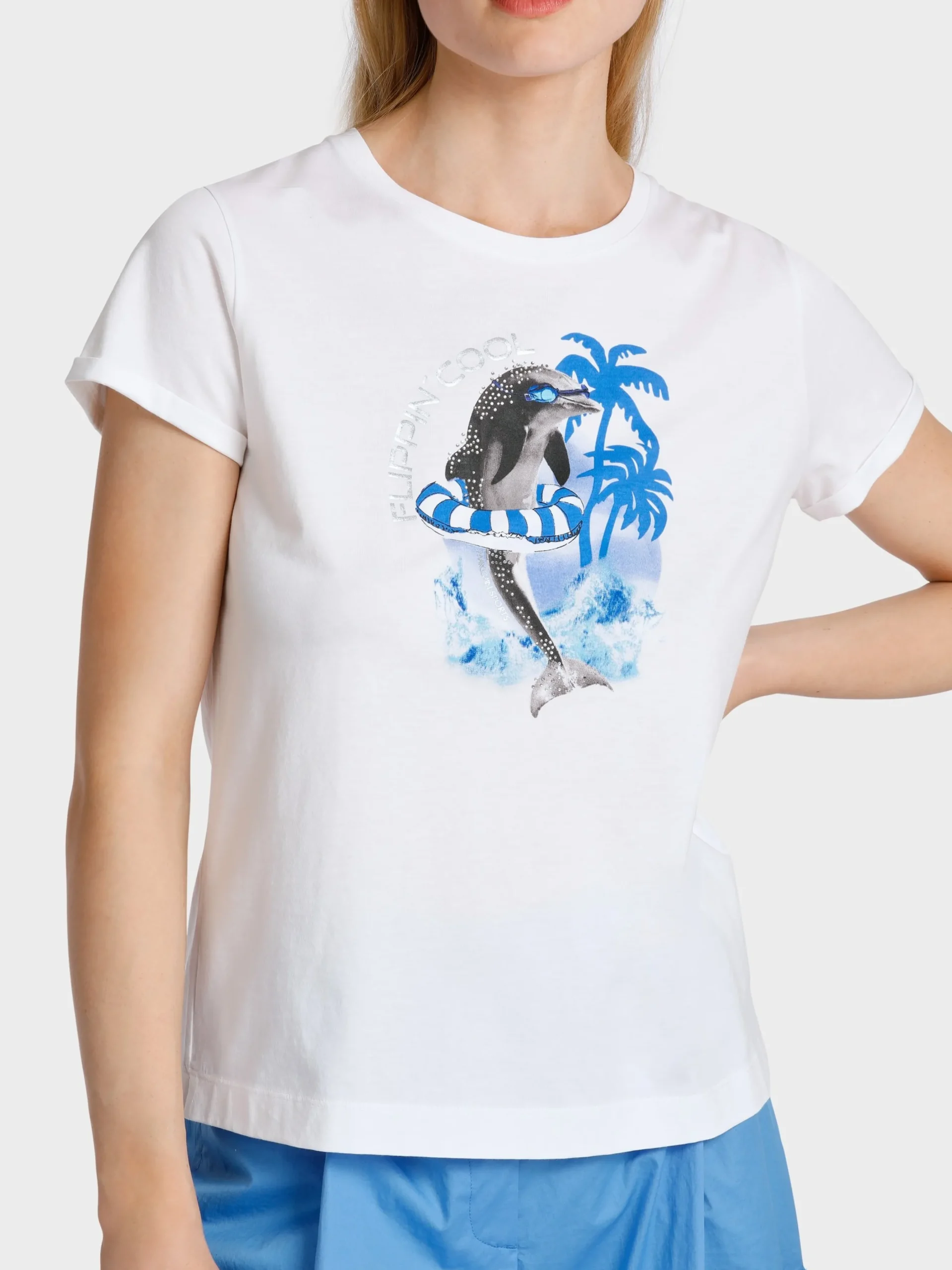 Marc Cain Shirts & Tops-T-SHIRT MIT PRINT UND SCHRIFTZUG white
